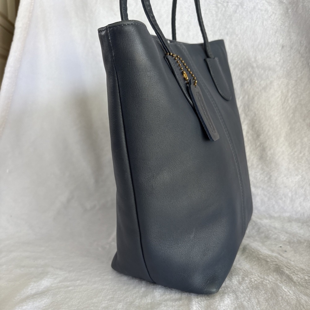 Vintage COACH Mini Lunch Tote Blue Leather Small Bag Hangtag 4068 90s USA - Picture 5 of 16